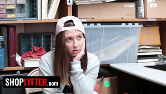 Teen (18+) Gets Deep Throat And Blown Away By Shoplyfter